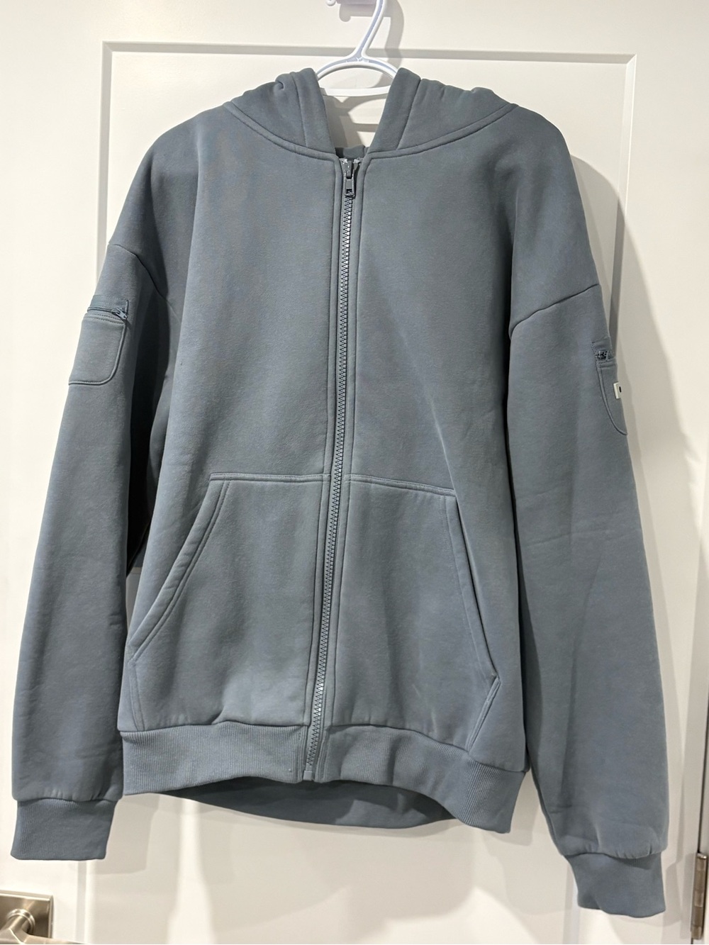 Lightweight Hooded Zip Jacket in Slate Blue